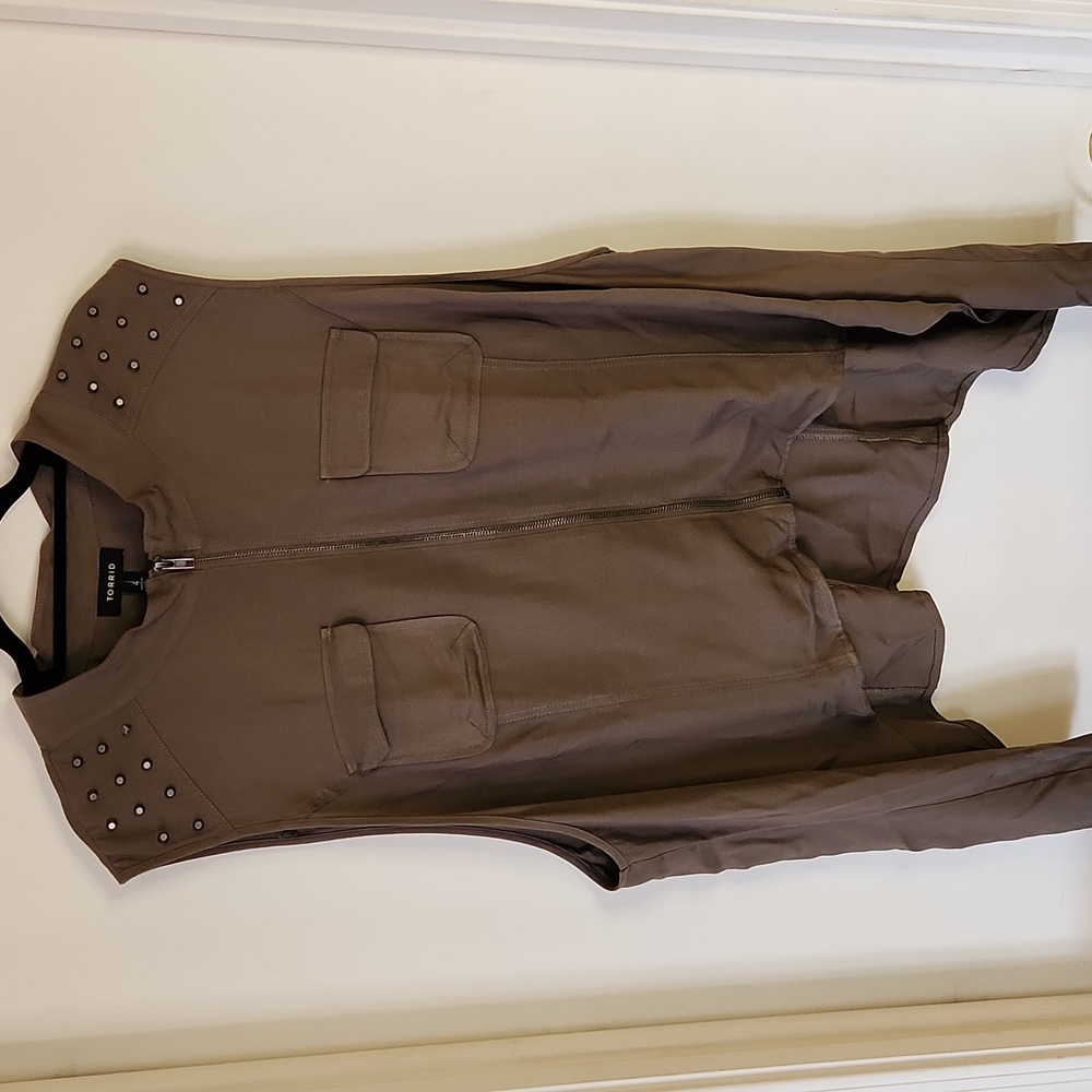NWT Torrid army olive green studded vest plus size 4x